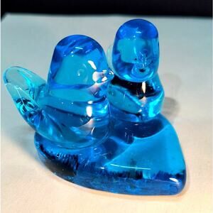 19427.  Glass Bluebirds of Happiness Signed by Leo Ward